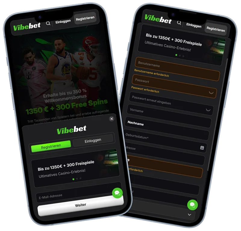 VibeBet Casino DE Registrierung & Anmeldung