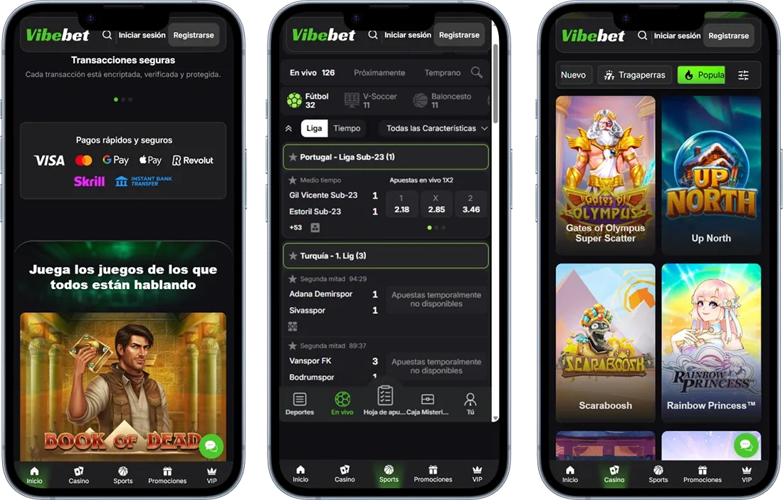 Juego móvil en VibeBet Casino ES