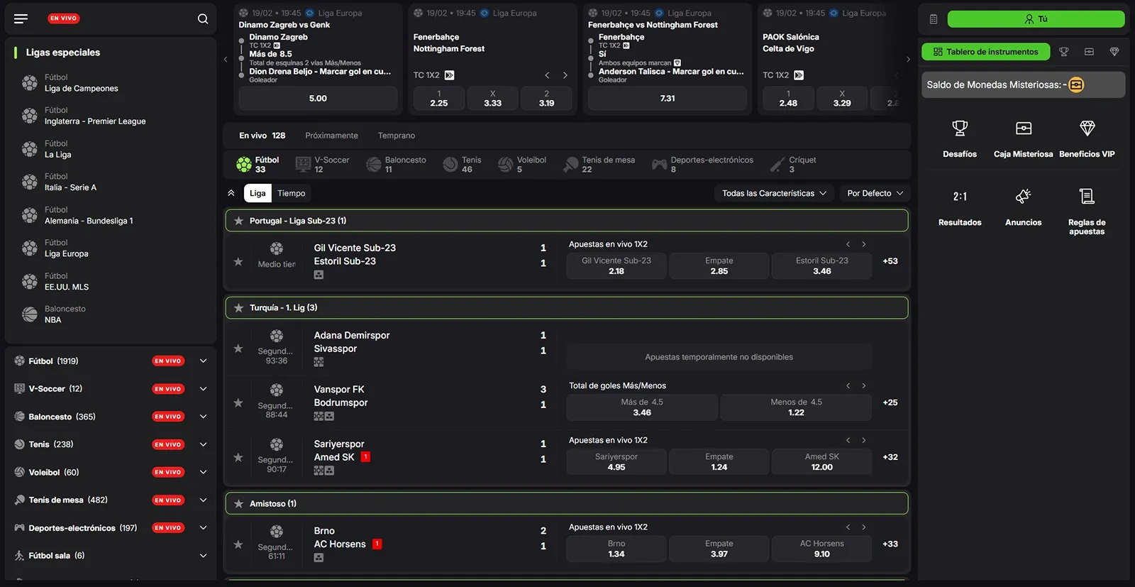 Apuestas deportivas en VibeBet Casino ES