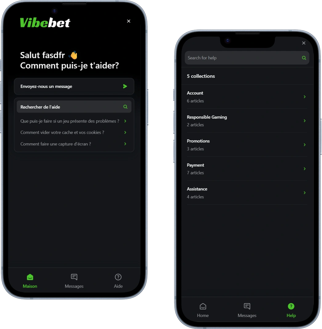 Service client du Casino VibeBet FR
